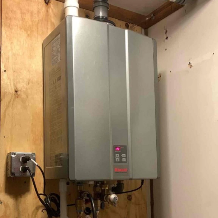 hot water heater installed in a house